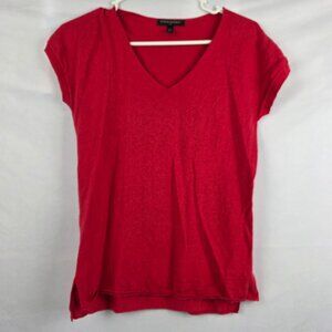 Banana Republic Cap Sleeve Linen & Cotton V-Neck Sweater, Red, XS Petite